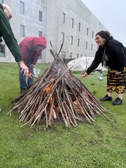 Sweat lodge fire prep in Junction City, November 2025