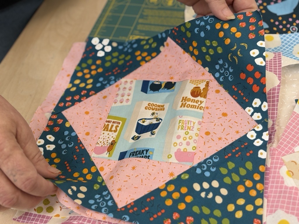 Close up of a quilting square crafted by an OSH Junction City patient