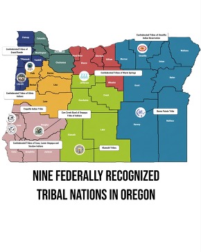 Map - 9 Federally Recognized Tribes of Oregon
