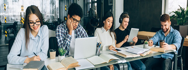 wide photo - students studying