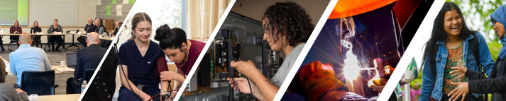 Students engaged in education activities at various Oregon university and community college campuses. 