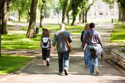 Students walking on a college campus