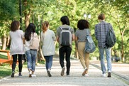 Students walking on a college campus