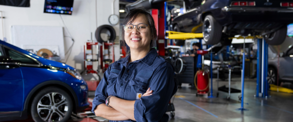 Photo of individual in automotive mechanics training, Photo by Allison Shelley/Complete College Photo Library
