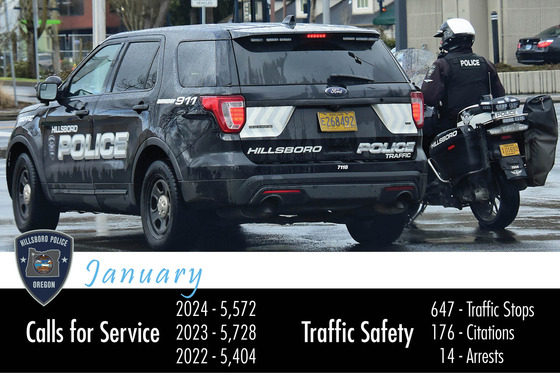 January Monthly Stats - Calls for Service; Traffic Safety