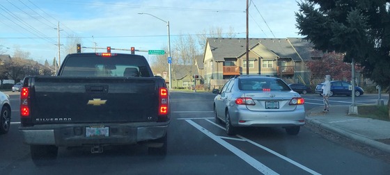 Driver in Bike Lane