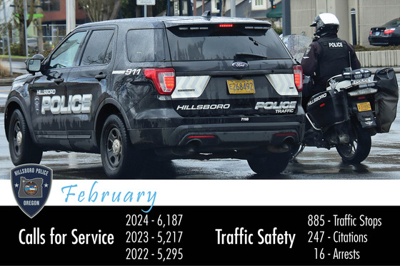 February Monthly Stats - Calls for Service; Traffic Safety