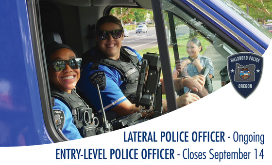 Lateral Police Officer - Ongoing; Entry-Level Police Officer - Closes September 14