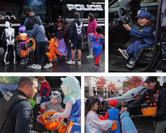 Kids Trick or Treating at the Hillsboro Police Mobile Command Center