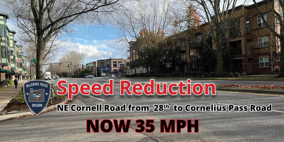 Speed Reduction - NE Cornell Road from 28th to Cornelius Pass Road