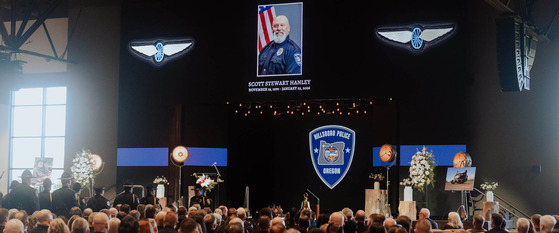 In the sanctuary during the Celebration of Life for Hillsboro Police Officer Scott Hanley