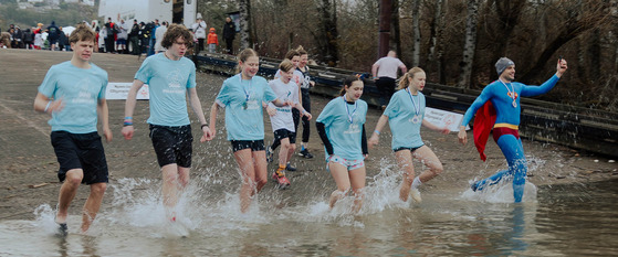 The Chillsboro Police Department Team plunging into the water