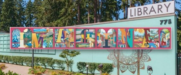 Mural mock up on Shute Park Library Exterior