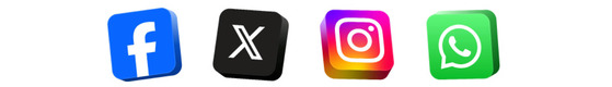 Icons - Facebook, X, Instagram, What's App