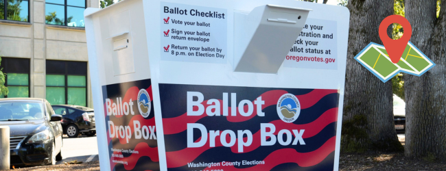 Ballot drop box at Brookwood Library
