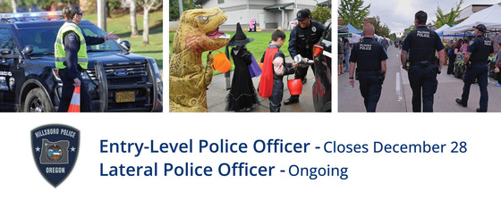 Entry-Level Police Officer - Closes December 28; Lateral Police Officer - Ongoing