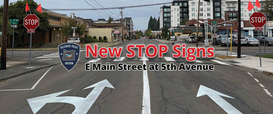 New STOP Signs on East Main Street at 5th Avenue