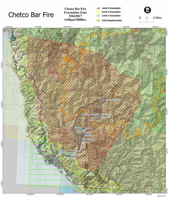 Chetco Bar Fire Evacuation Map 17 9 4