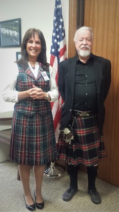 Senator Riley and his Tartan cousin in the office