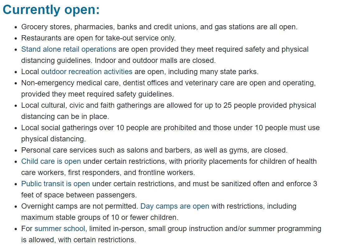 Currently Open Statewide