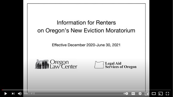 Oregon Law Center Eviction Moratorium Video