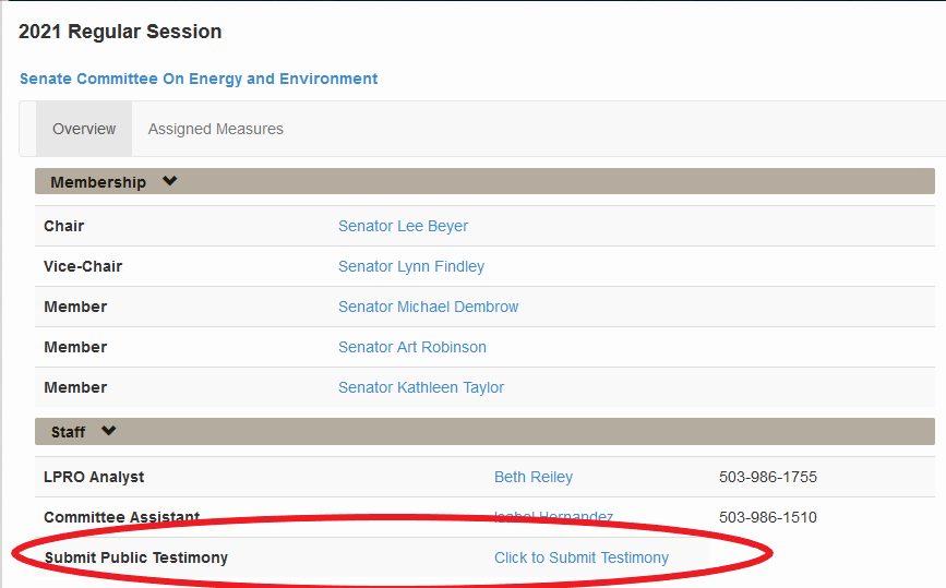 Directions to submit written testimony.