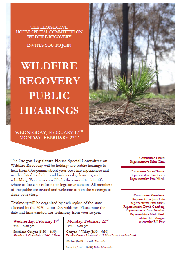 Wildfire Committee Public Hearing Flyer Page 1