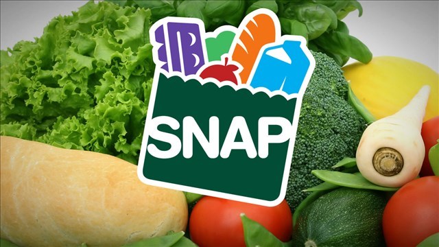 SNAP benefits logo in front of colorful produce