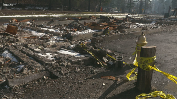 debris and wreckage from fire