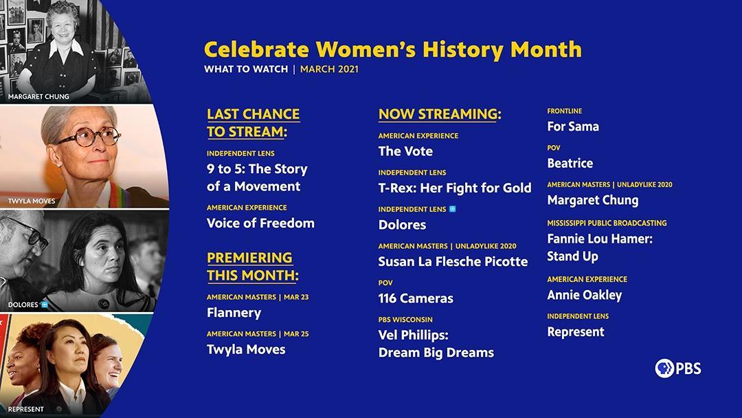 PBS TV Schedule for Women's History Month