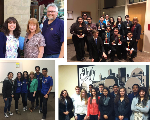 Collage of 4 photos with Rep McLain and Speech/Debate students