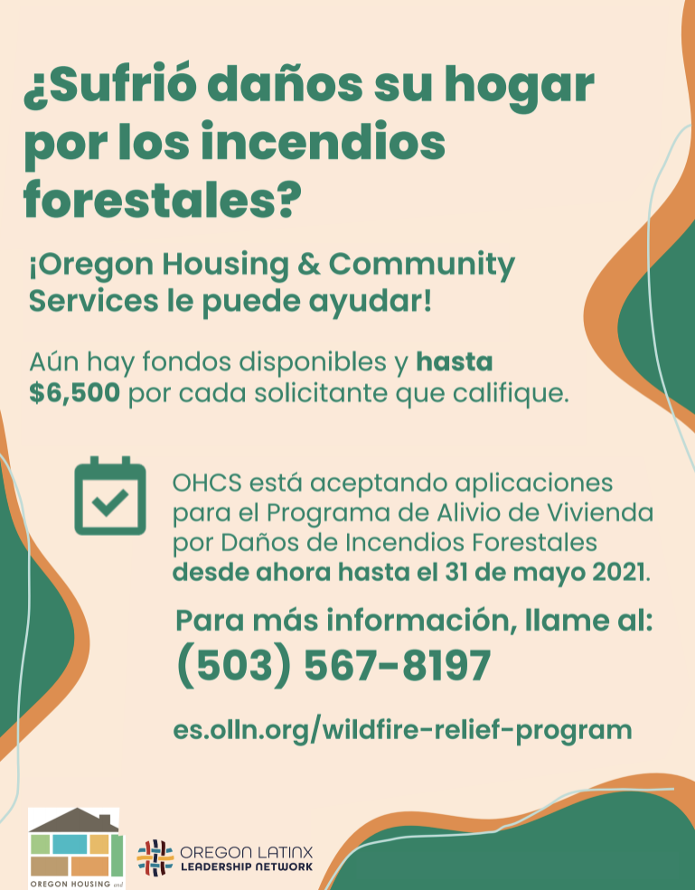 Flyer in Spanish for Housing Support 