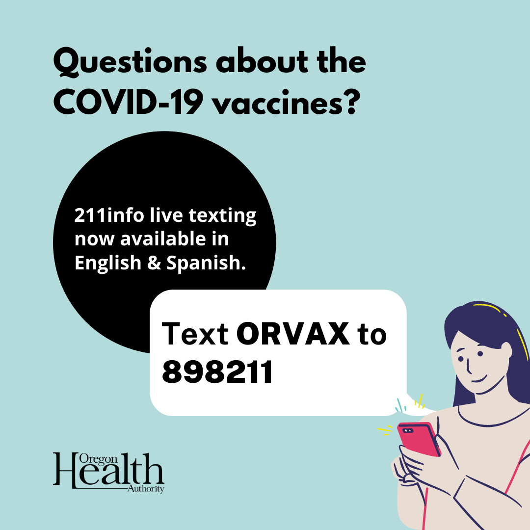 Text 211 for help with vaccines 