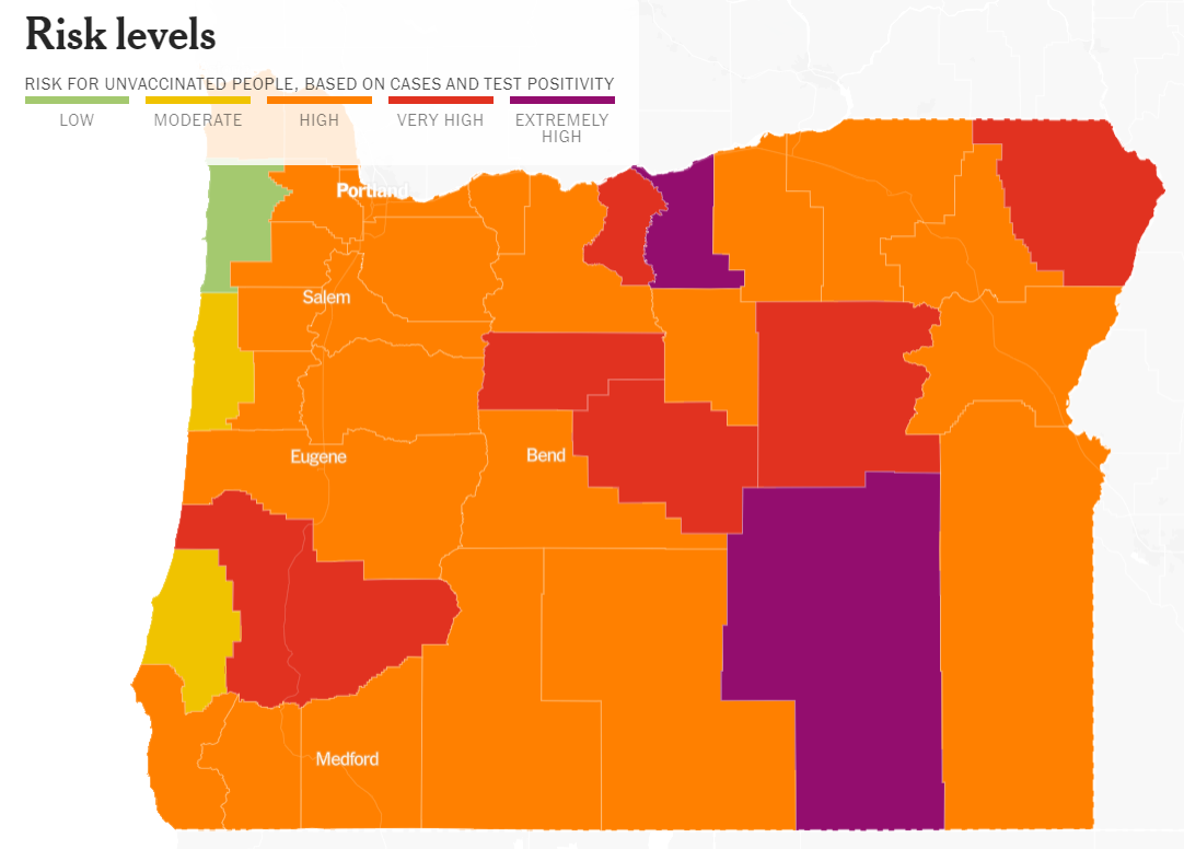 Risk levels in Oregon