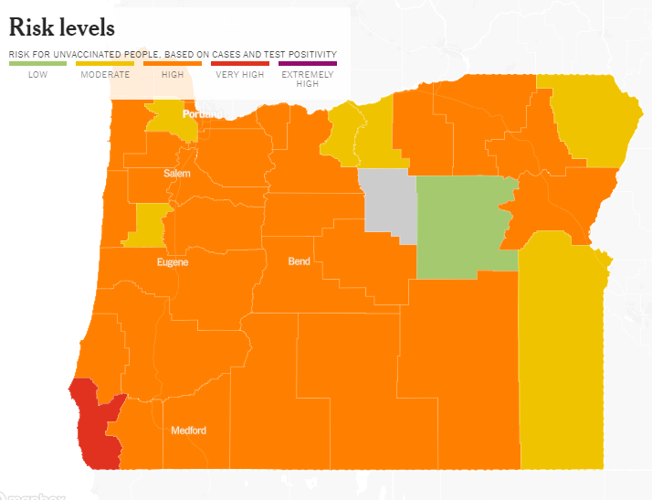 Oregon risks per county 