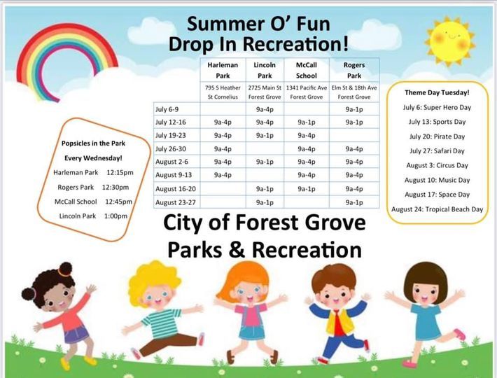 Summer fun schedule 