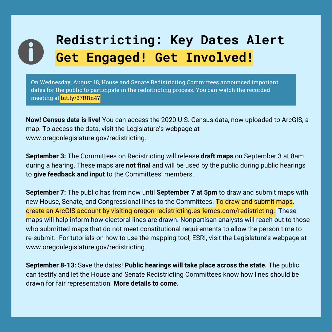 Key Dates - Redistricting! 