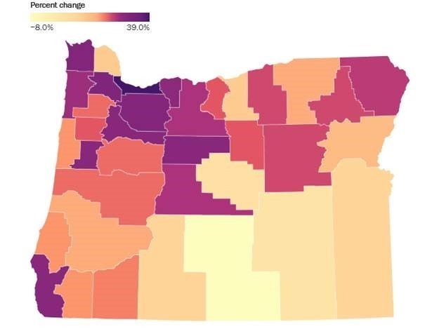 2021 Income Change by County