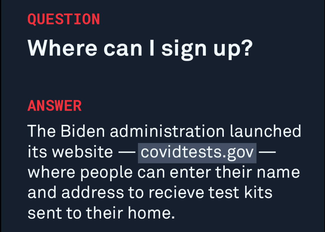 sign up for free covid tests at covidtests.gov