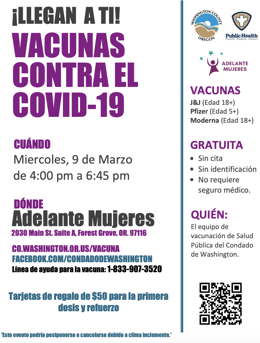 COVID Vaccines through Adelante - in Spanish 