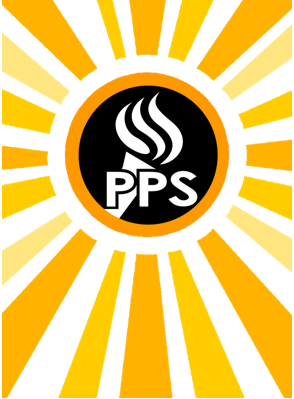 PPS Logo with sunburst behind