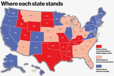 Map of states and their status if Roe v. Wade is overturned. Click image to read article.