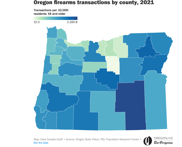 Oregon firearm transactions by county