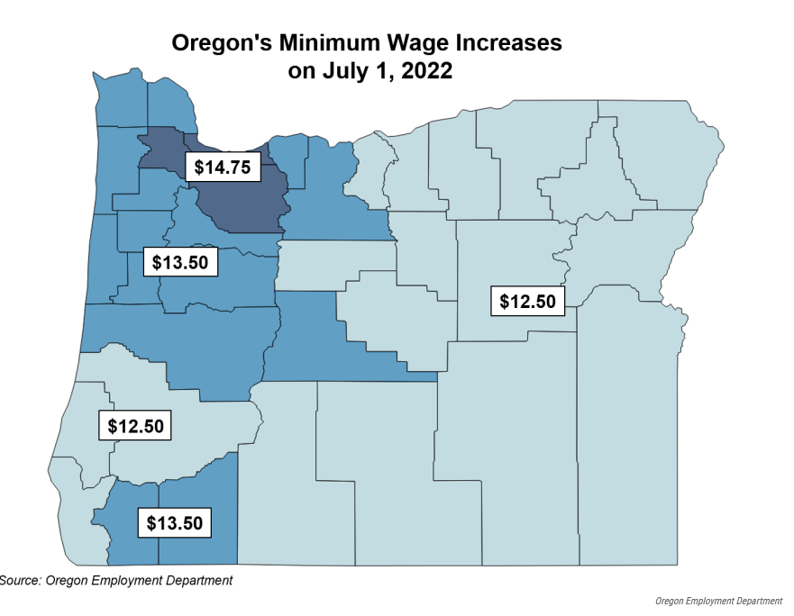 Oregon Minimum Wage Map