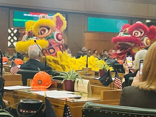 The White Lotus Dragon and Dance group performed a lion dance