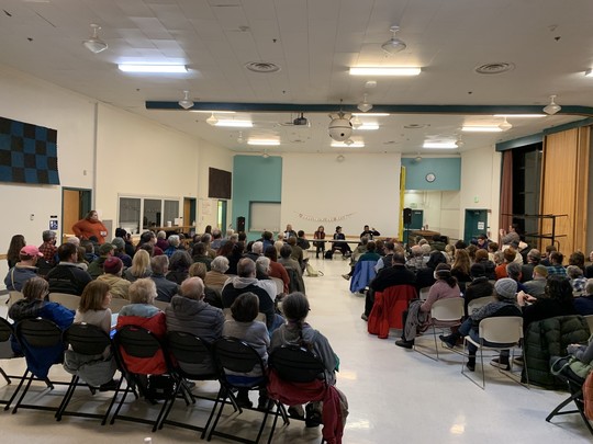 Photo of crowd attending Jan. 10 town hall.