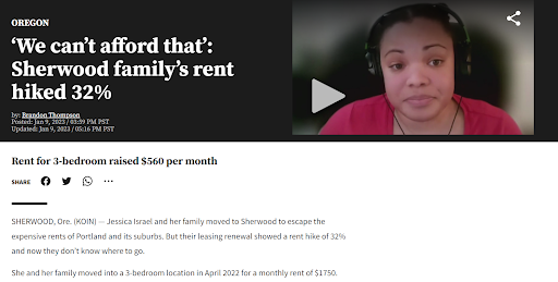 'We can't afford that': Sherwood family's rent hiked 32%