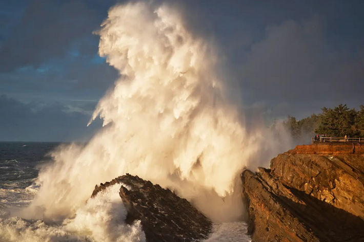 Waves crashing on the Oregon Coast