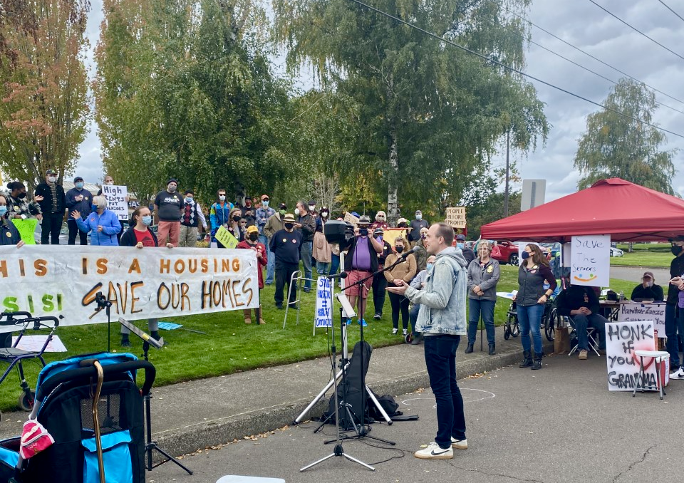 Rep. Bowman Speaking to Woodspring Tennants