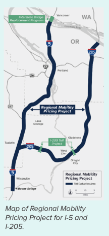 Tolling Map I-5 and I-205